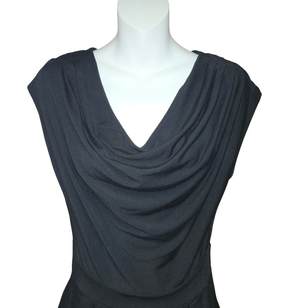 Michael Stars XS Black Draped Cowl Neck Dress Lace Back Stretch Sheath LBD Sexy - Picture 3 of 13